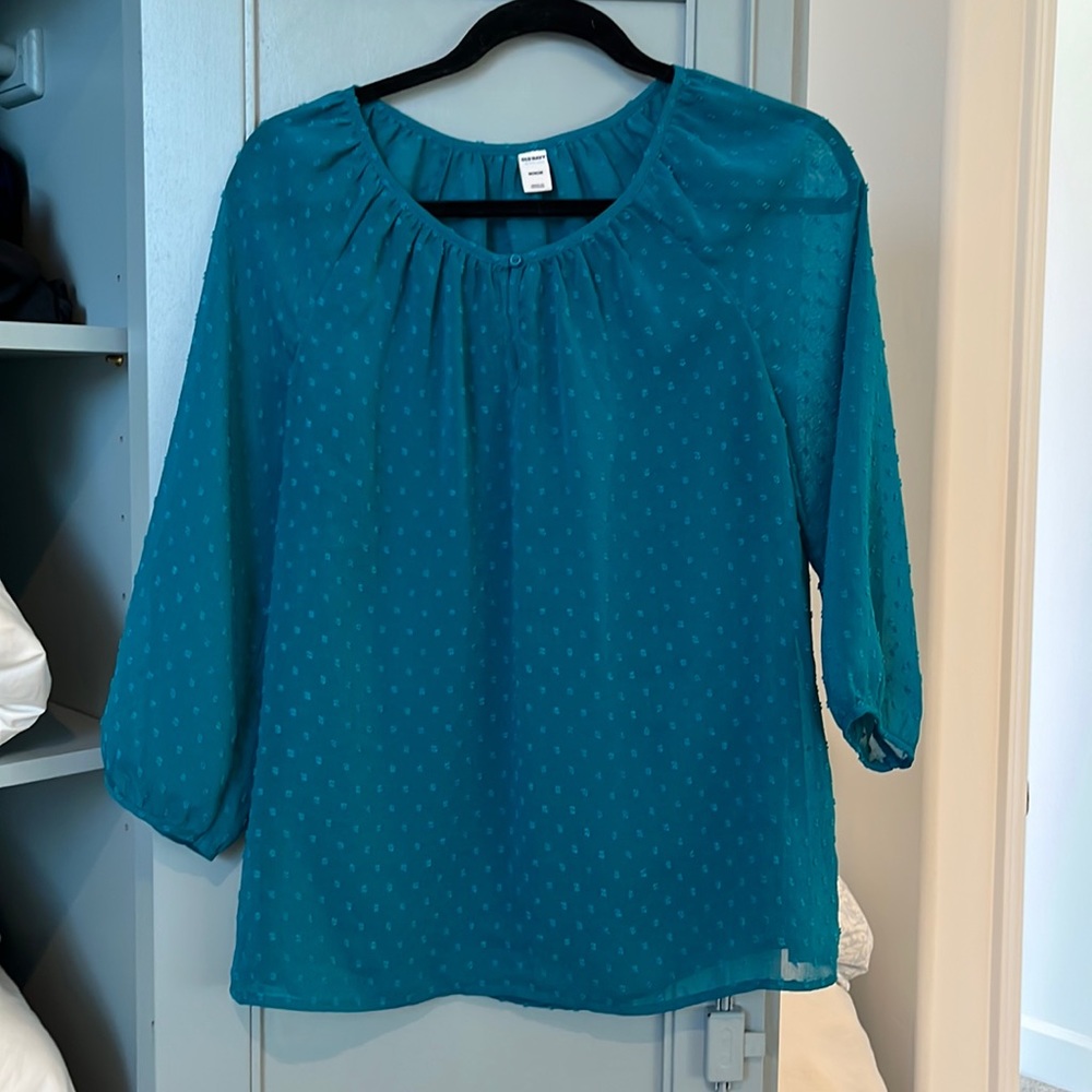 Turquoise Blue Sheer Top